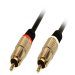 CBL COAX DOUBLE 10M Pro.fi.con black analog audio cable, άριστης ποιότητας ζεύγος μονών καλωδίων, αναλογικού σήματος, με επίχρυσα μεταλλικά αρσενικά φις RCA